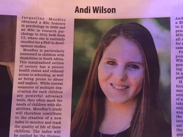 Andrea (Andi) Wilson:  Another FABI award!