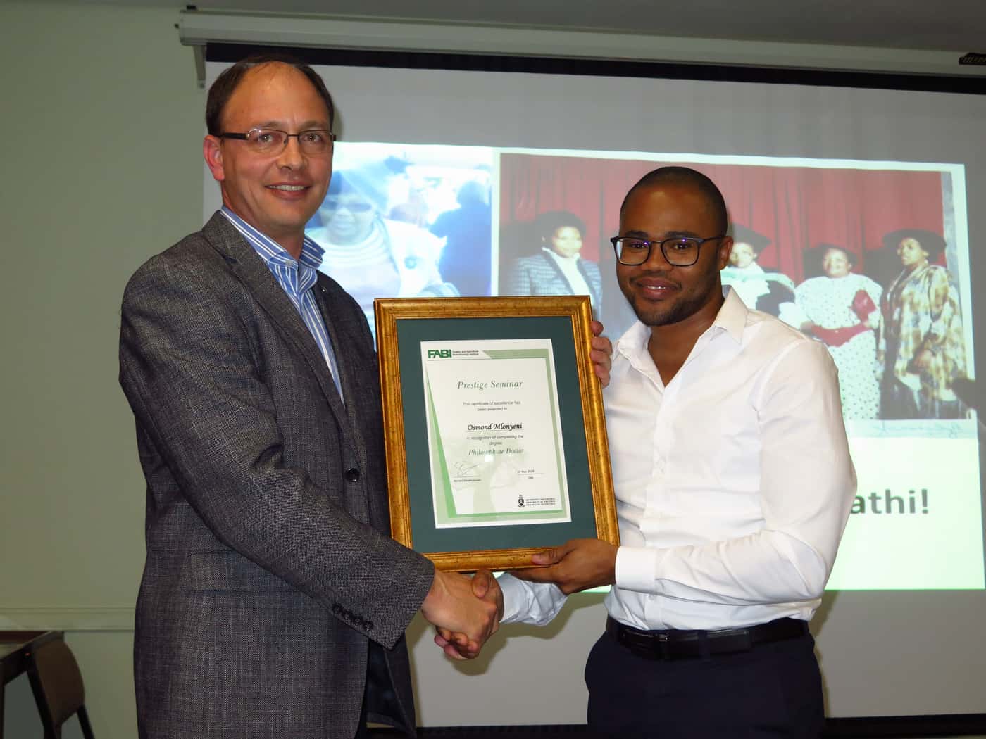 Osmond Mlonyeni becomes the first candidate at FABI to defend his PhD thesis publically