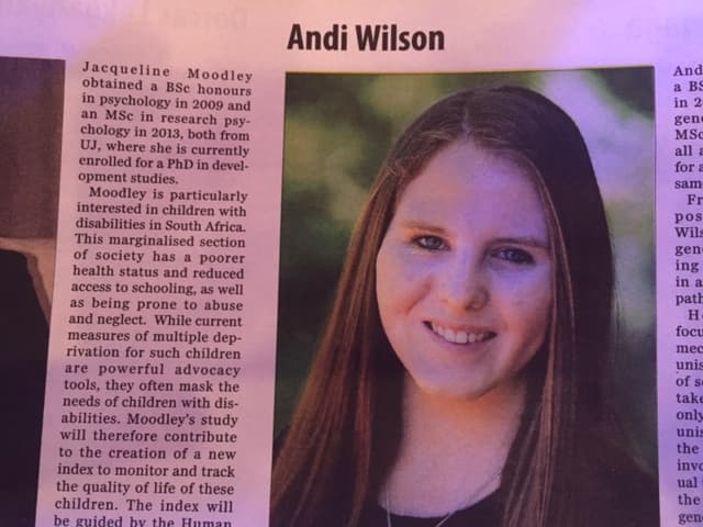 Andrea (Andi) Wilson:  Another FABI award!